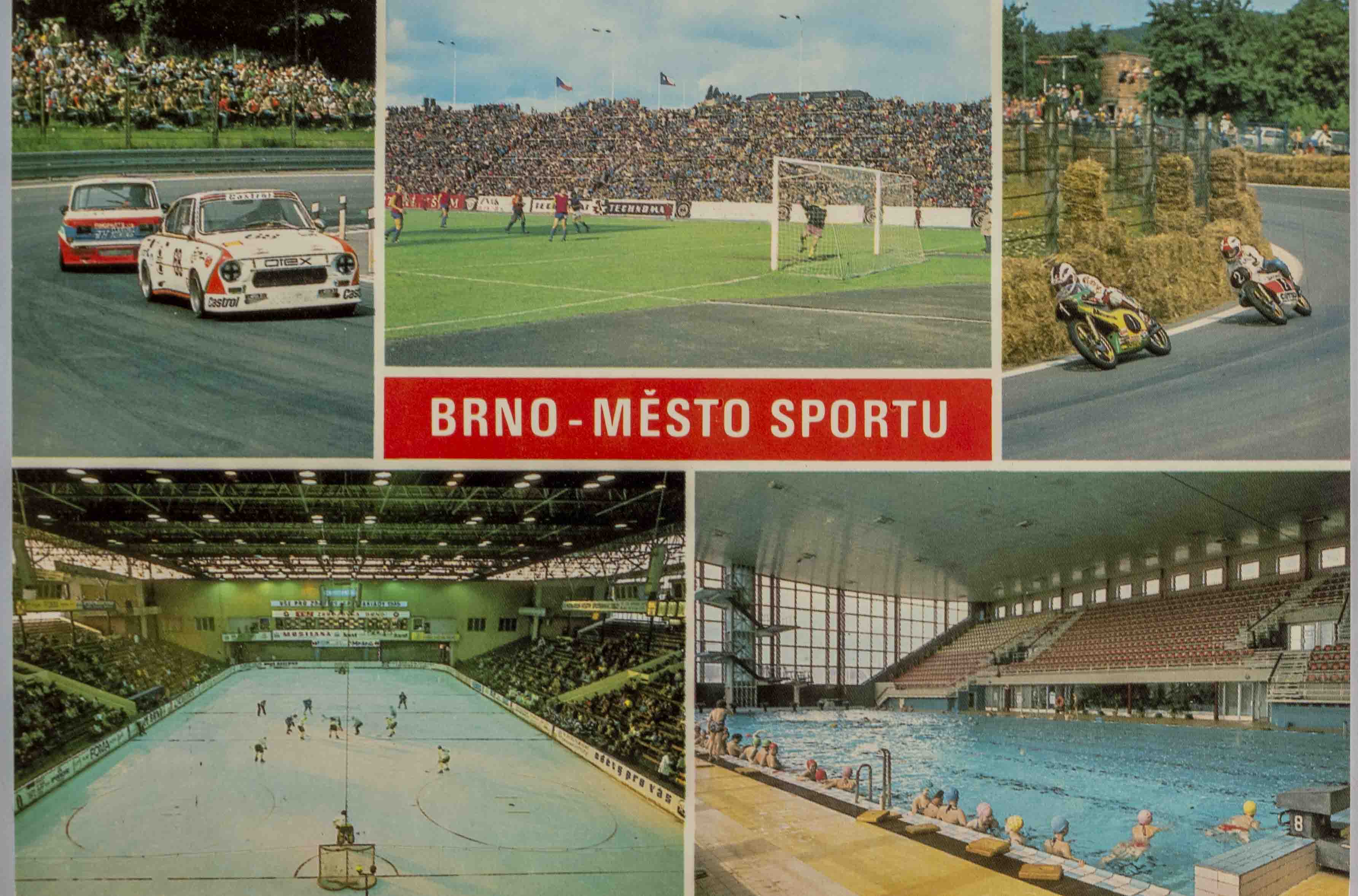 Pohlednice stadion, Brno, město sportu