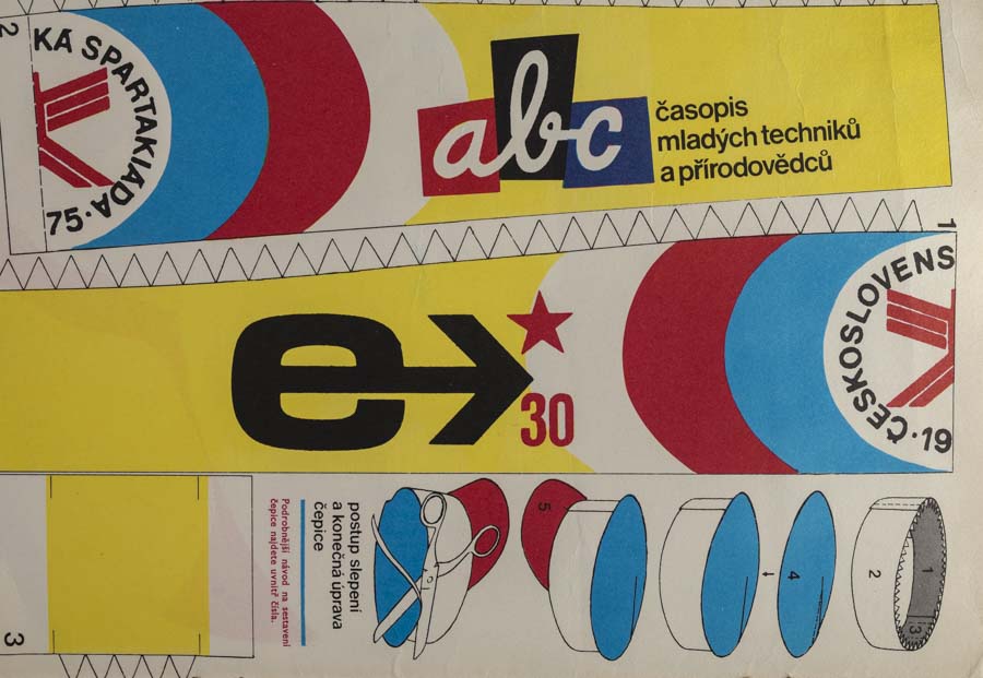 Vystřihovací spartakiádní čepice ABC, 1975