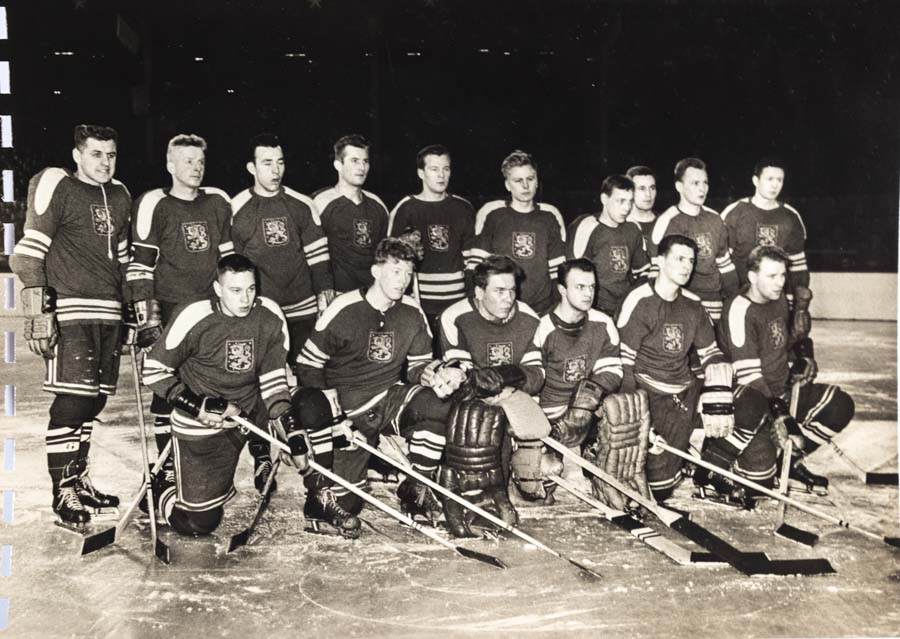 Foto hokej, reprezentační mužstvo Finska, 1959