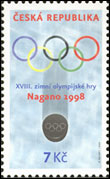Známka XVII. zimní olympijské hry Nagano 1998