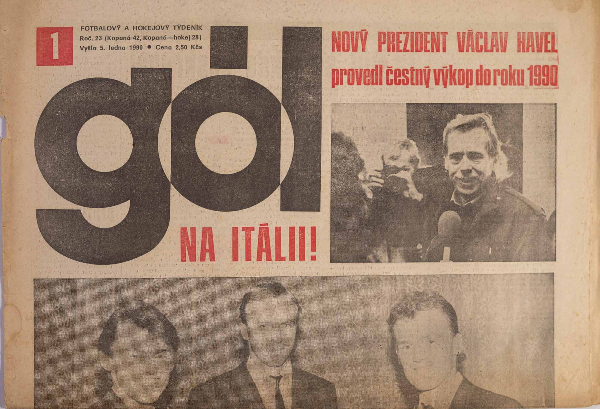 GÓL. Fotbalový a hokejový týdeník, 23/42/28/1990 č. 1