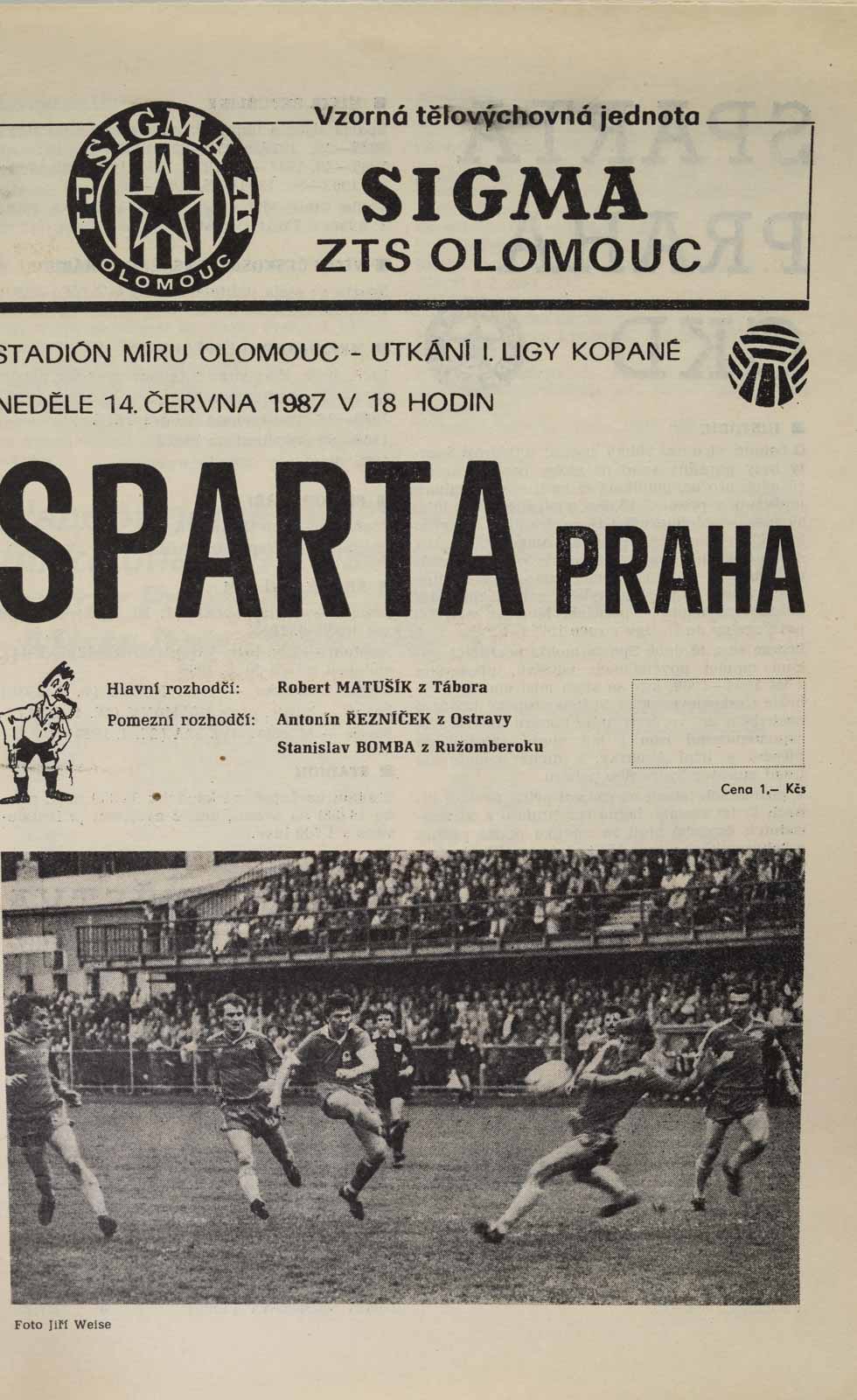 Program , Sigma ZTS Olomouc v. Sparta Praha, 1987
