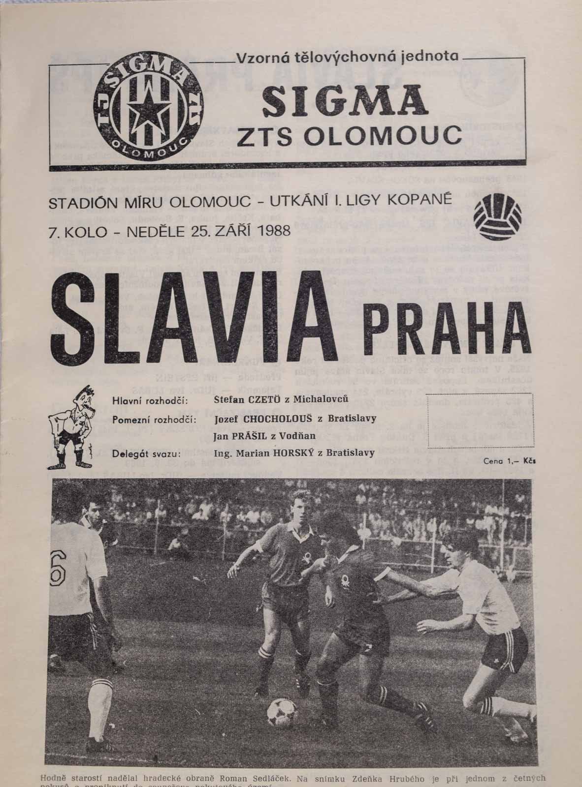 Program , Sigma ZTS Olomouc v. Slavia Praha, 1988