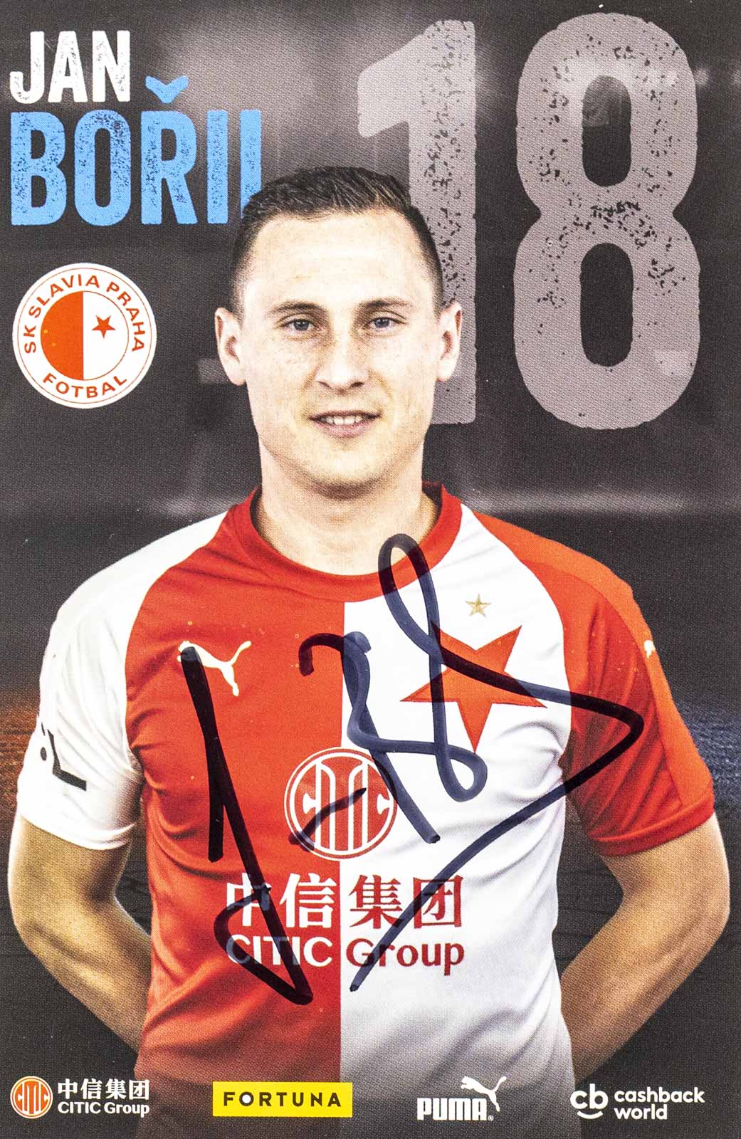 Podpisová karta, Jan Bořil, SK Slavia Praha, autogram