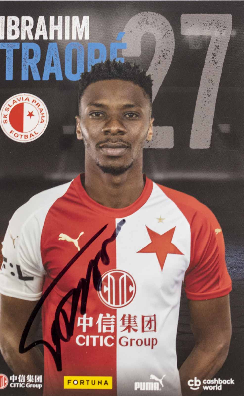 Podpisová karta, Ibrahim Traoré, SK Slavia Praha, autogram