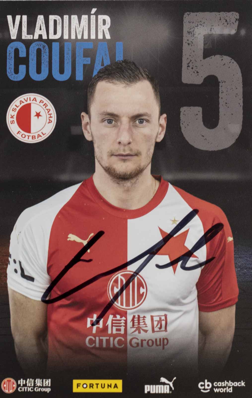 Podpisová karta, Vladimír Coufal, SK Slavia Praha, autogram