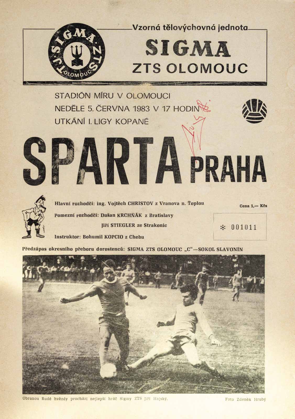 Program , Sigma ZTS Olomouc v. Sparta Praha, 1983