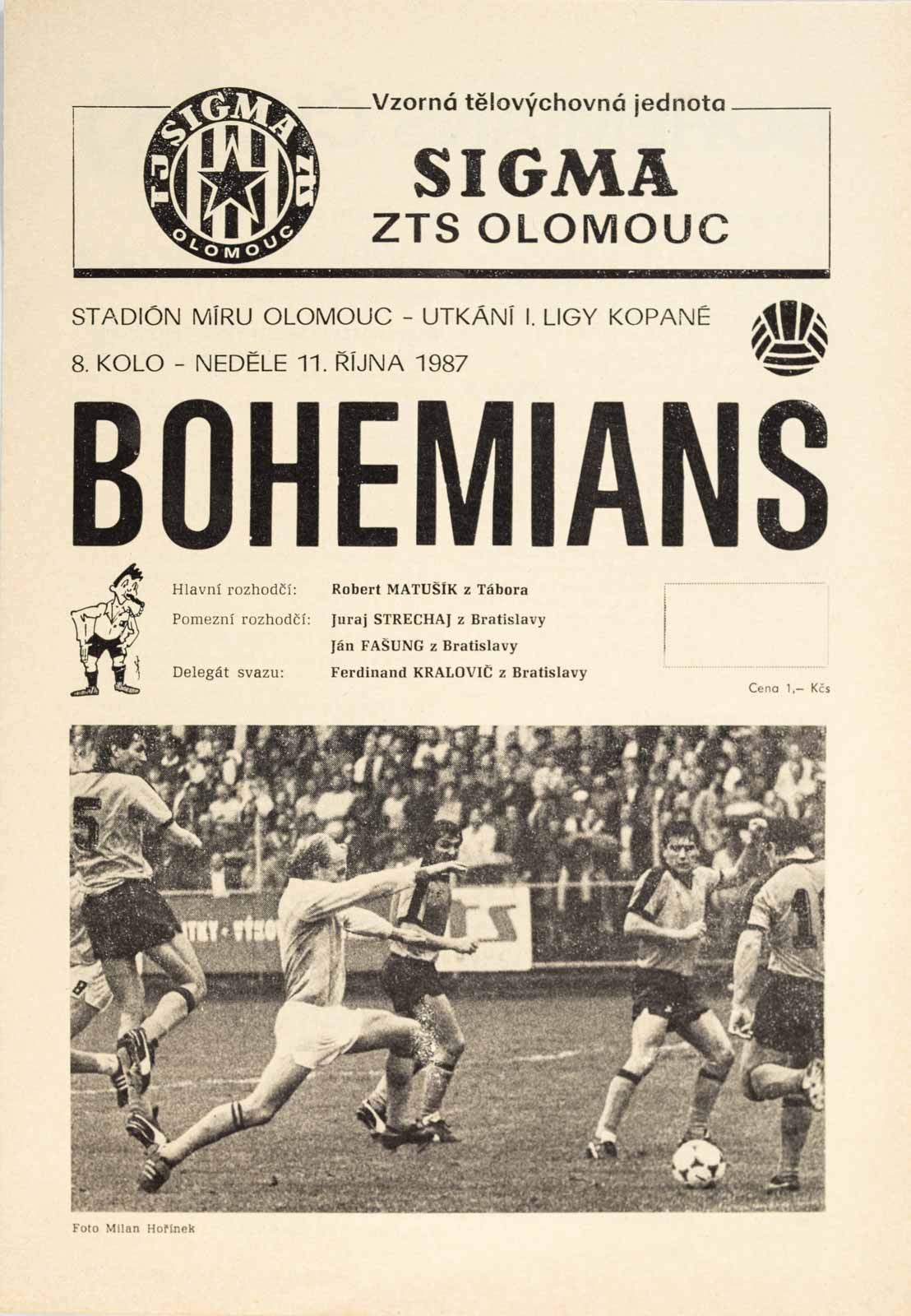 Program , Sigma ZTS Olomouc v. Bohemians Praha, 1987 2