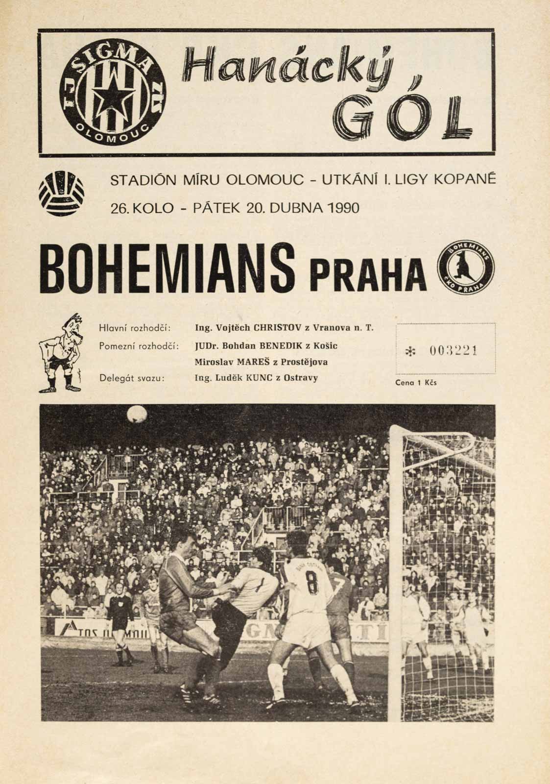Program , Sigma ZTS Olomouc v. Bohemians Praha, 1990