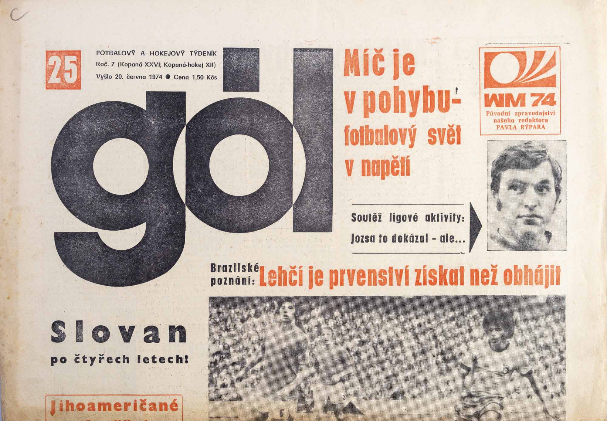 GÓL. Fotbalový a hokejový týdeník, 7/26/12/1974 č. 25