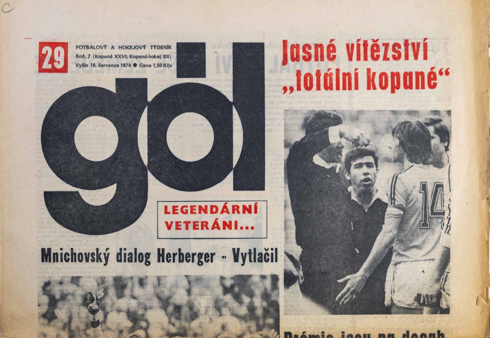 GÓL. Fotbalový a hokejový týdeník, 7/26/12/1974 č. 29