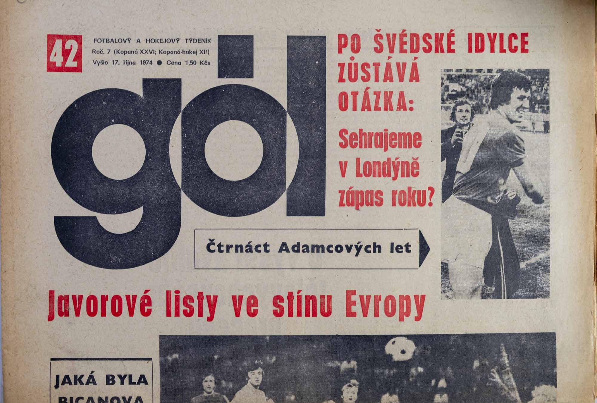 GÓL. Fotbalový a hokejový týdeník, 7/26/12/1974 č. 42