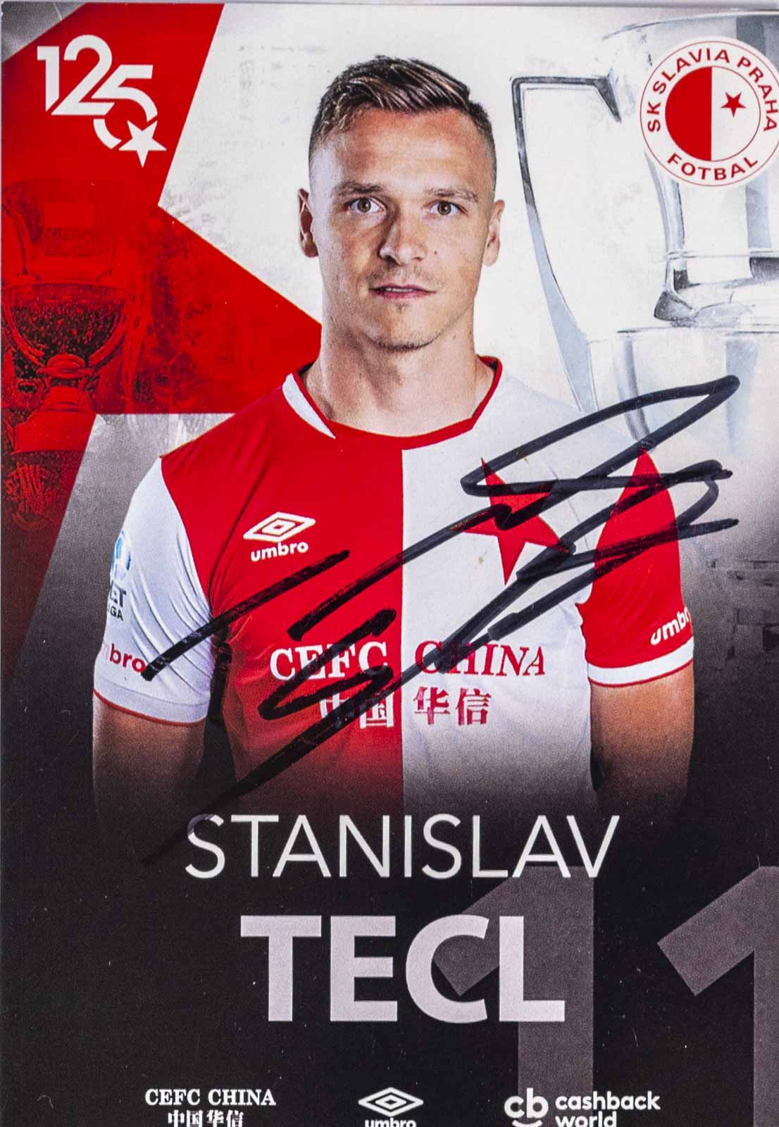 Podpisová karta, Stanislav Tecl, SK Slavia Praha, 125 let, autogram