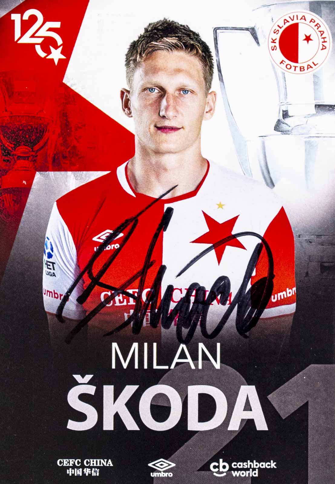 Podpisová karta, Milan Škoda, SK Slavia Praha, 125 let, autogram