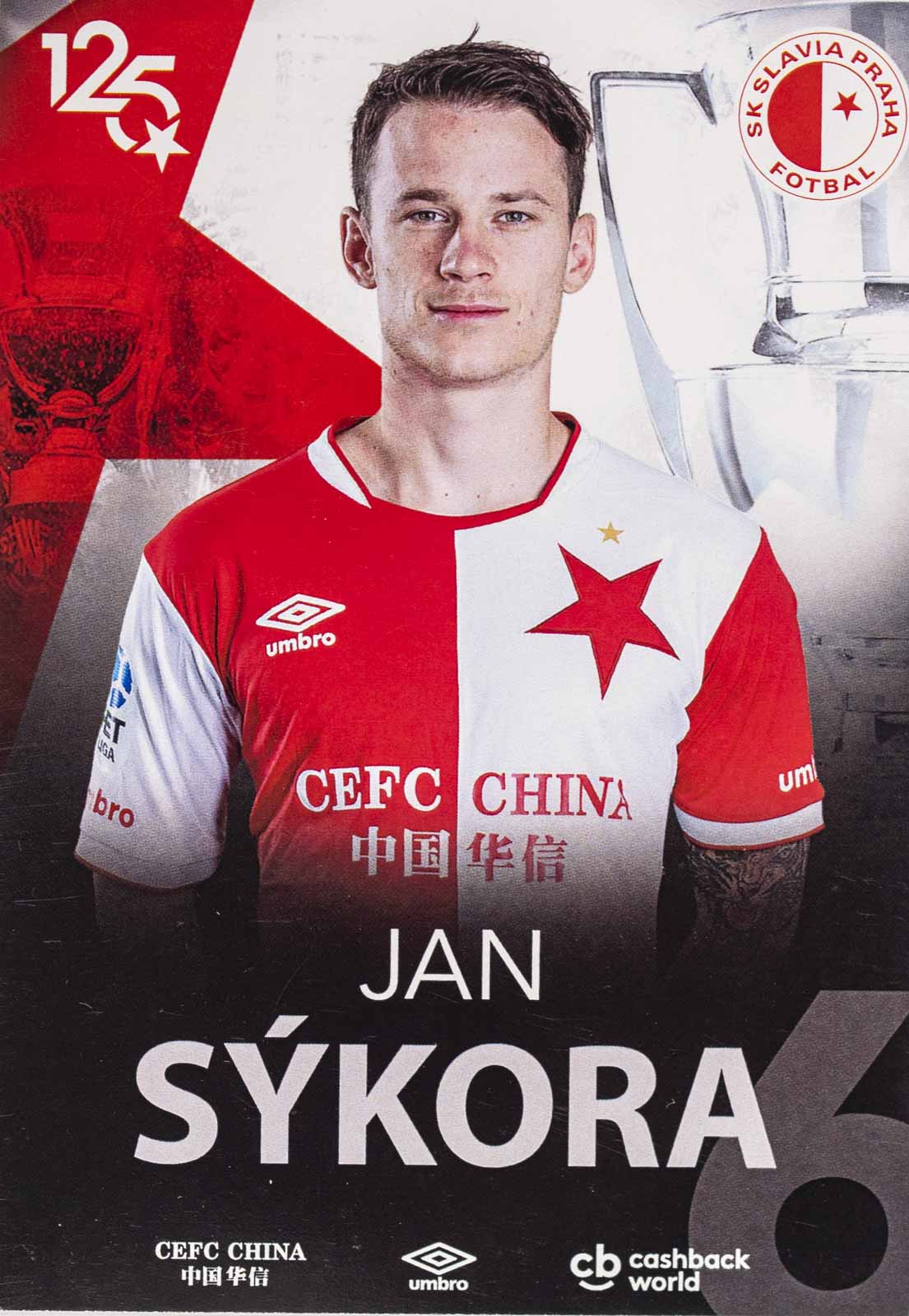 Kartička fotbal, Jan Sýkora, Slavia Praha, 125 let