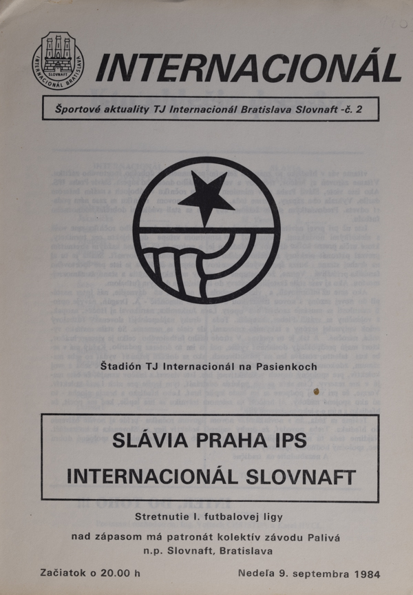 Program k utkání Slovnaft vs. Slavia Praha II