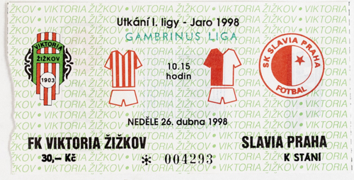 Vstupenka fotbal FK Viktoria Žižkov vs. SK Slavia Praha, 98