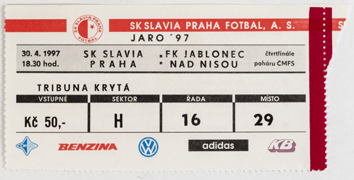 Vstupenka fotbal SK Slavia Praha vs. FK Jablonec, 97