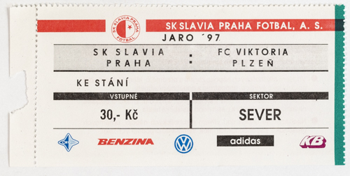 Vstupenka fotbal SK Slavia Praha vs. Plzeň, Jaro 97