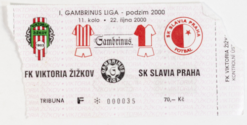 Vstupenka fotbal FK Viktoria Žižkov vs. SK Slavia Praha, 2000