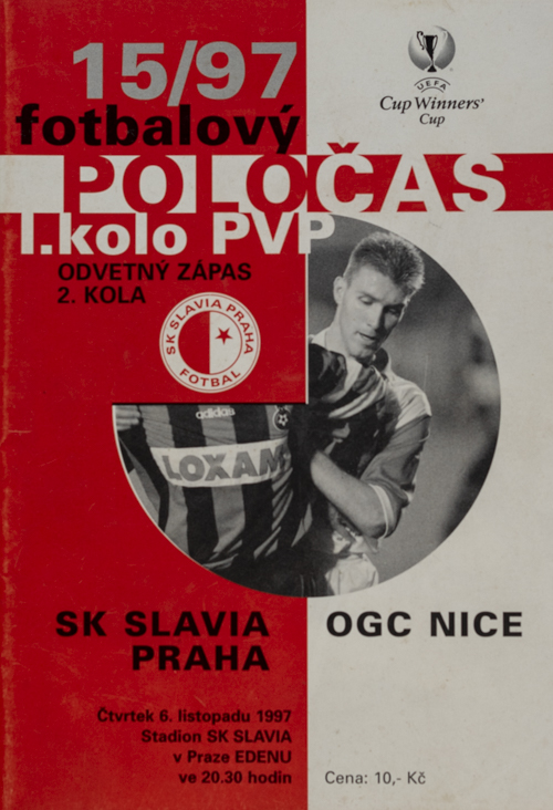 Fotbalový POLOČAS SK SLAVIA PRAHA vs. OGC Nice, UEFA, 15/97