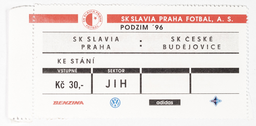 Vstupenka fotbal SK Slavia Praha vs. SK České Budějovice, podzim 96