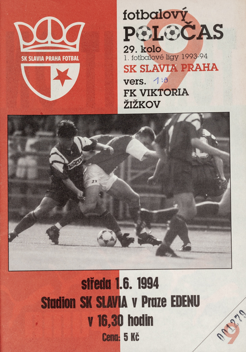 Fotbalový POLOČAS SK SLAVIA PRAHA vs.FK Viktoria Žižkov , 1994