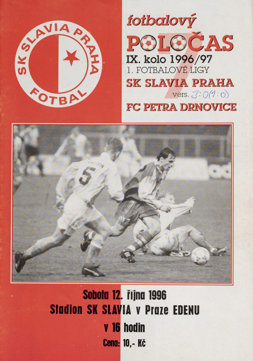 Fotbalový POLOČAS SK SLAVIA PRAHA vs. FC Petra Drnovice, 1996