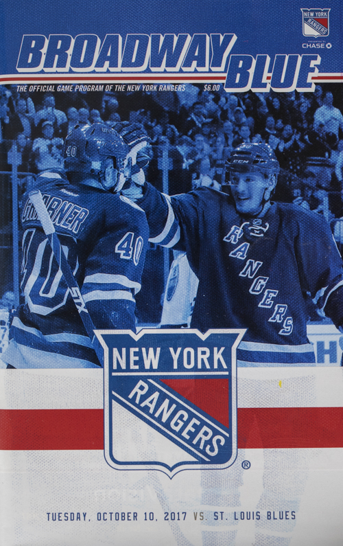 Program NHL, Broadway Blue, New York Rangers vs. St.Louis Blues, 2017