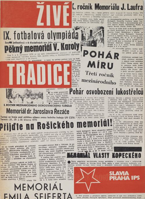 Brožura Živé tradice, Slavia Praha IPS, 1977
