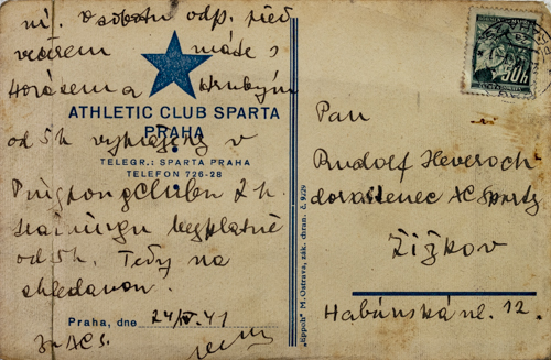 Dopisnice Athletic Club Praha, 1941