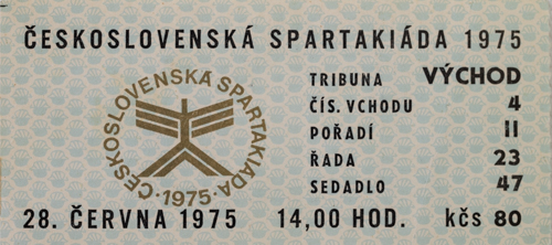 Vstupenka Spartakiáda 1975, 28.VI.