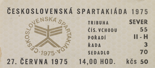 Vstupenka Spartakiáda 1975, 27.VI.