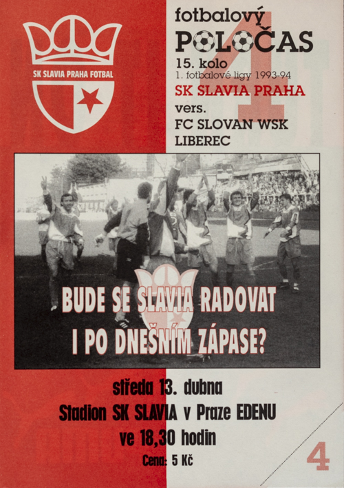 Fotbalový POLOČAS SK SLAVIA PRAHA vs. FC Slovan Liberec, 1994/4