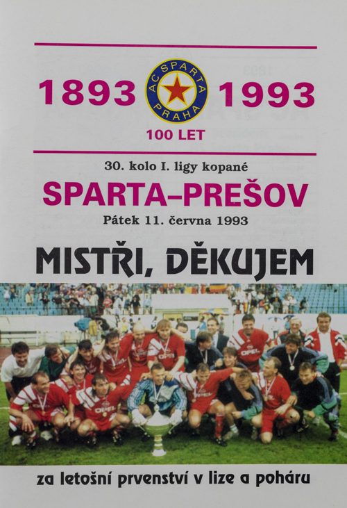 Program Sparta vs. Prešov, 1993