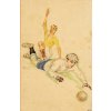 Pohlednice humor fotbal brankář, Lehman Wachau, 1935 (1)