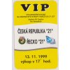 Vstupenka VIP fotbal  U21, ČR v. Řecko, 1999