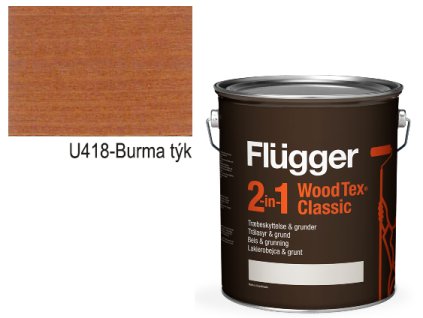 Flügger Wood Tex Classic 2v1 (dříve Flügger 2v1 Classic) - lazurovací lak- 3L -odstín U-418 Burma týk  + darček podľa vlastného výberu