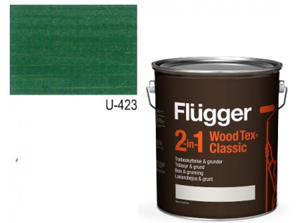 Flügger Wood Tex - Classic 2v1 (predtým Flügger 2v1 Classic) - lazúrovacia lak- 4,9l odtieň U-423 Zeleň  + darček podľa vlastného výberu