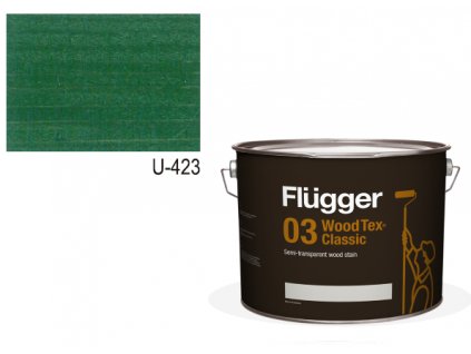 Flügger Wood Tex - Classic 03 Semi-transparent (predtým 96 Classic) - lazúrovacia lak- 9,1l odtieň U-423 Zeleň  + darček v hodnote až 8 EUR