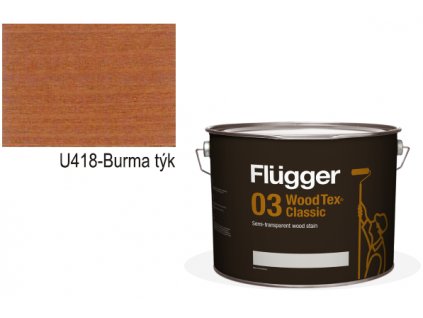 Flügger Wood Tex - Classic 03 Semi-transparent (predtým 96 Classic) - lazúrovacia lak- 9,1l odtieň U-418 Burma týk  + darček v hodnote až 8 EUR