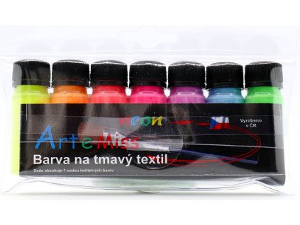 Sada textilných farieb na tmavý textil neónové odtiene 7 x 12g