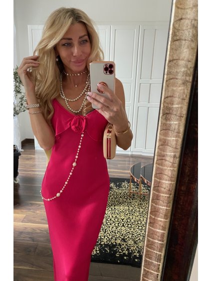 ŠATY SLIP MIDI STRAWBERRY