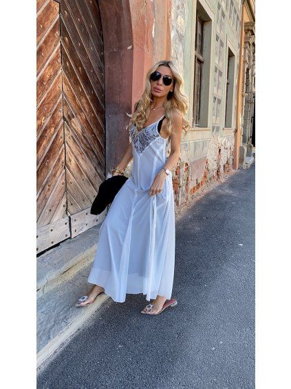 DRESS WHITE-BLACK LUXURY