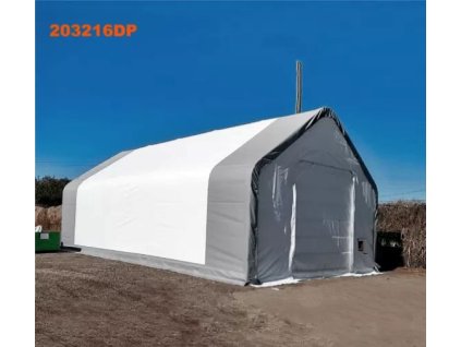 Plachtová hala 204016DP 6,1m x 12,2m x 4,88m - 900g PVC BÍLÁ - dvojitá konstrukce