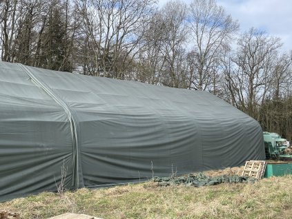 Plachtová hala 208016DP 6,1m x 24,4m x 4,88m - 900g PVC VOJENSKÁ ZELENÁ - dvojitá konstrukce