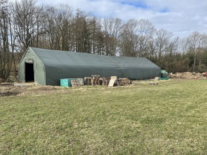 Plachtová hala - 9,15m x 21,35m x 6,1m - VOJENSKÁ ZELENÁ