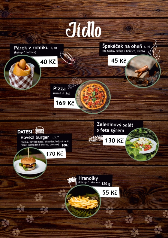 Jídelní a nápojový lístek – Farmapark u Toma