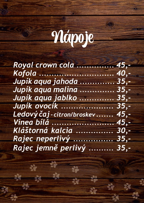 Jídelní a nápojový lístek – Farmapark u Toma