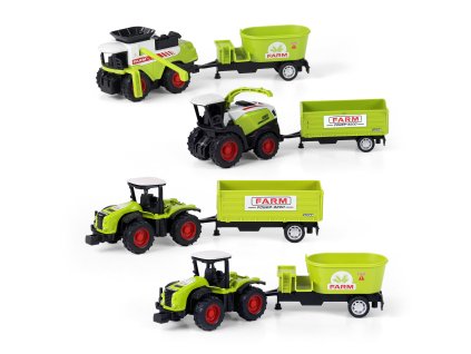 Traktor/kombajn kovový s vlečkou